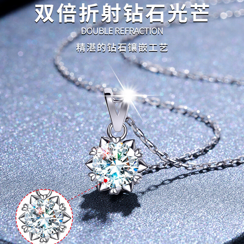 洛希曼耳钉女镶钻高级感耳环气质耳饰耳坠生日礼物送女朋友老婆【证书】 豪华礼盒+一克拉莫桑钻耳钉+项链