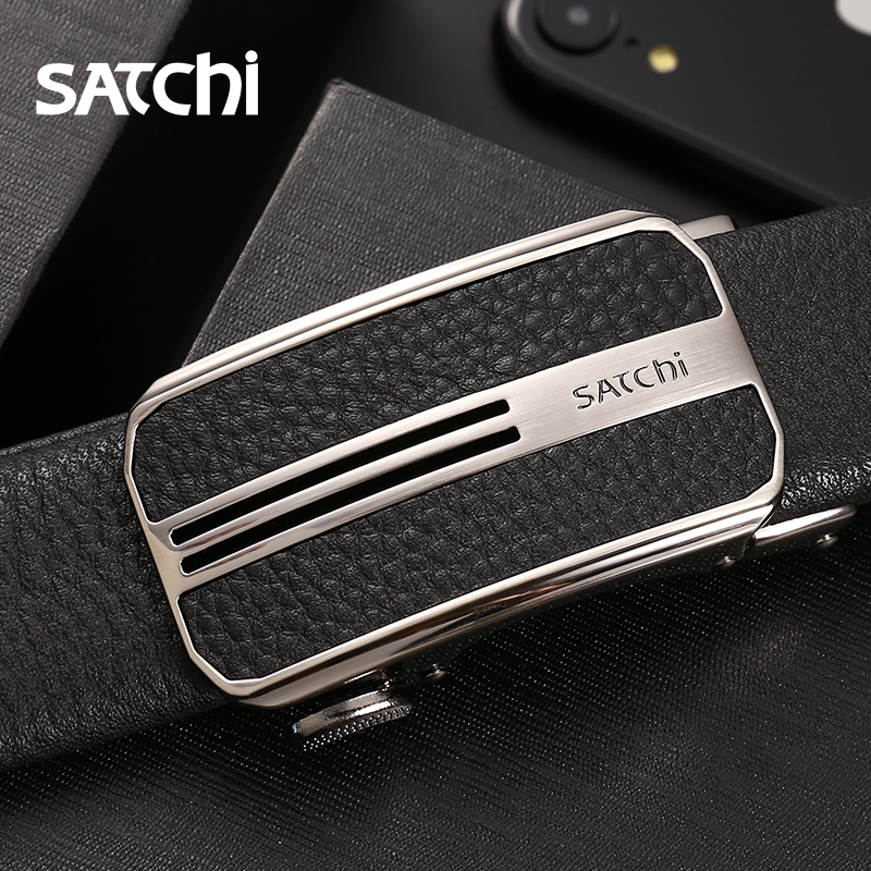 satchi沙驰皮带真皮休闲男士裤带新款大气头层牛皮青年腰带fu66944-42