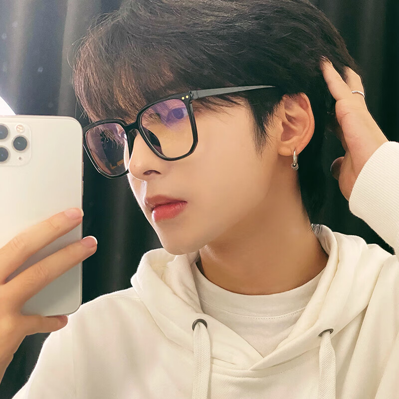 依岚傲雪上黑下白眼镜框防蓝光tr学生复古黑色渐变方形有度数近视平光