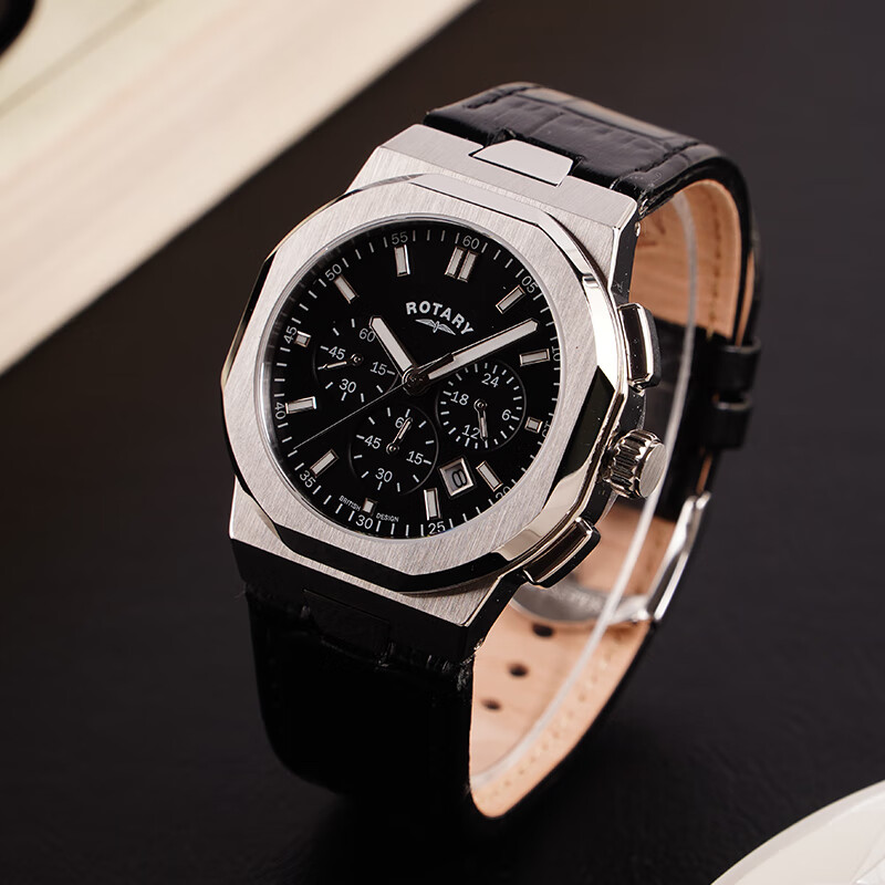 劳特莱（Rotary） 英国 摄政王系列欧美表三眼表盘进口石英男士手表男表生日礼物 GS05450/65