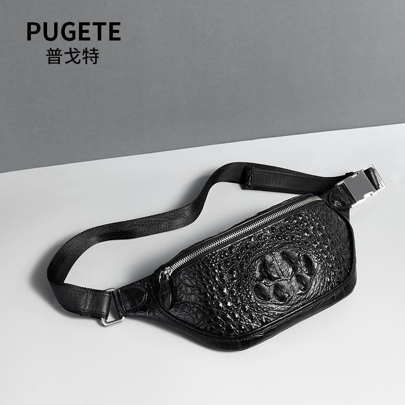 pugete gt普戈特泰国鳄鱼皮腰包男士真皮时尚户外休闲包高档轻奢大