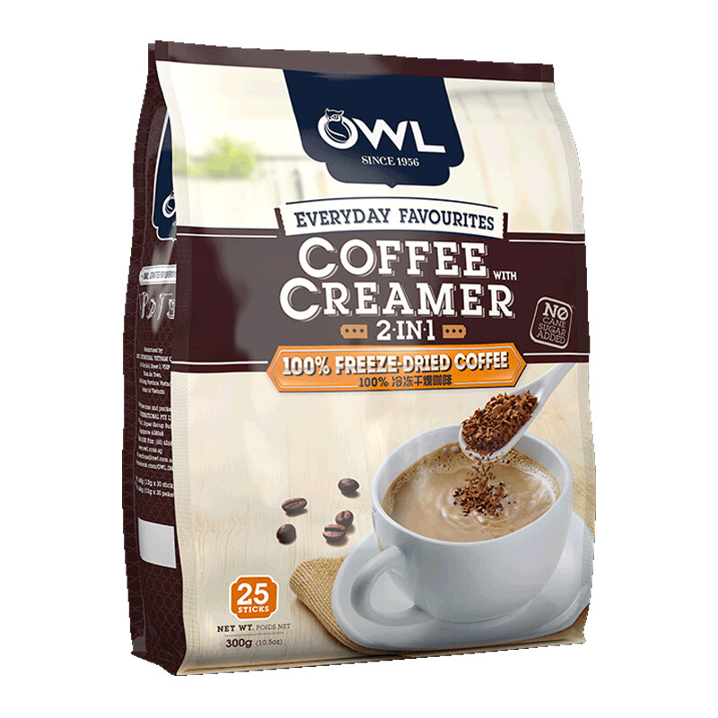 马来西亚进口 猫头鹰(OWL) 咖啡大师系列 冻干二合一冷凝速溶咖啡粉 300g