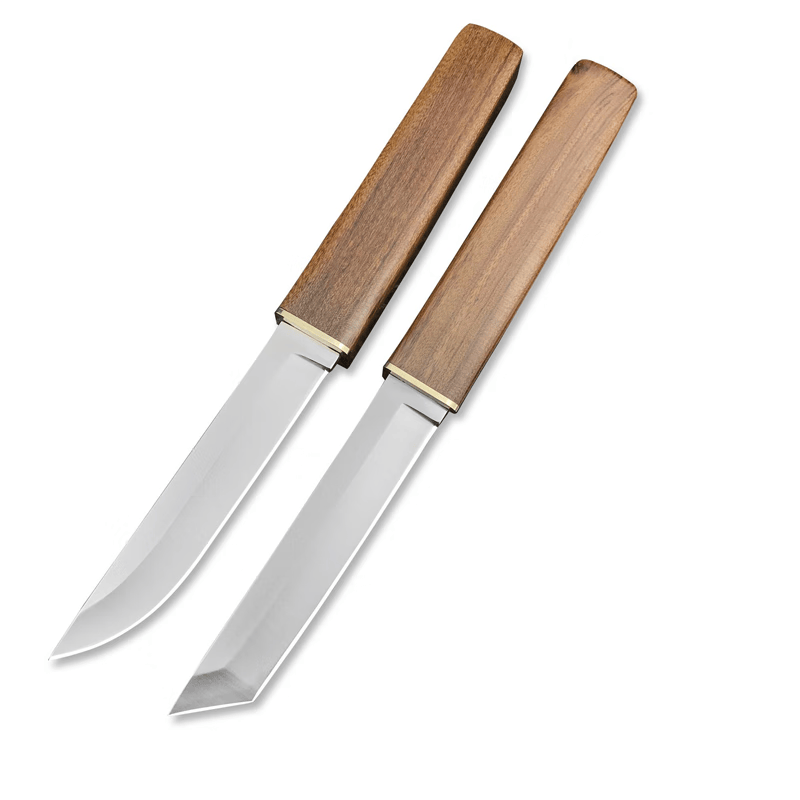 刀锋英雄双龙双刀户外刀手工制作木鞘小刀高硬度开刃小刀收藏防身直刀