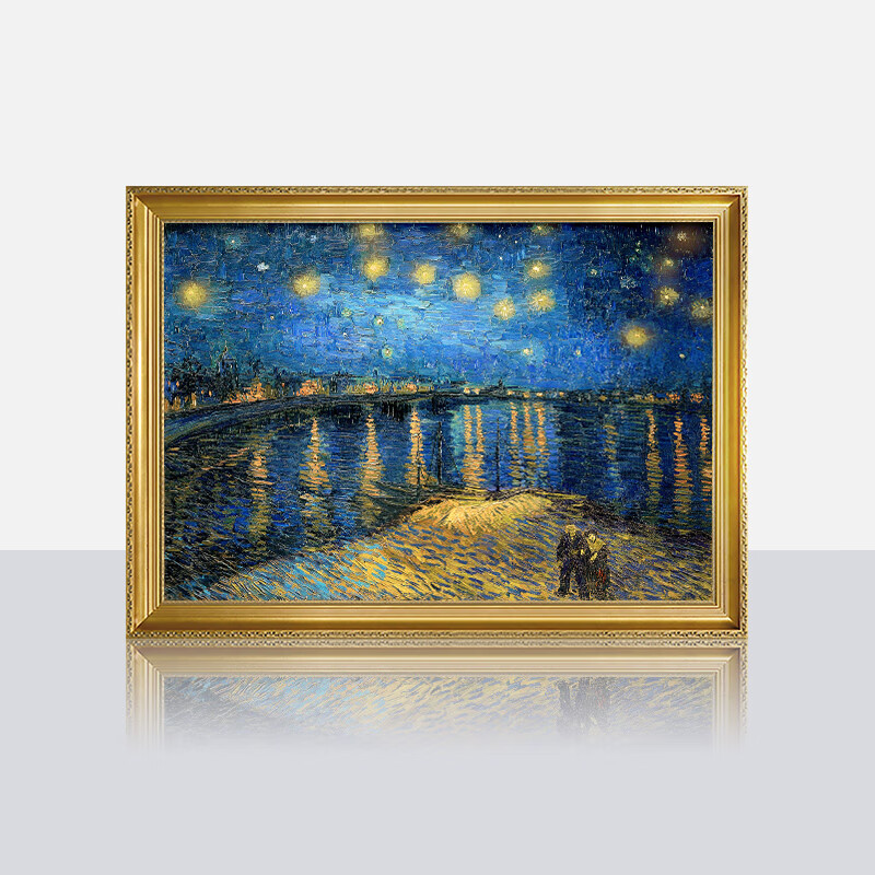 梦彩阁梵高星月夜手绘油画欧式玄关装饰画美式餐厅挂画客厅壁炉卧室画