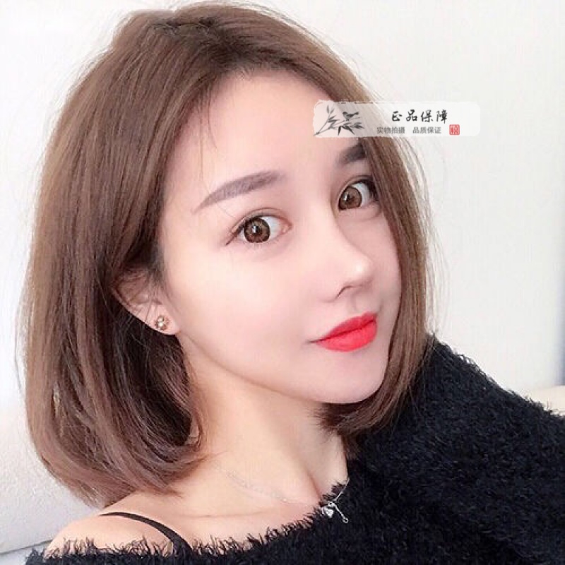 波波头假发假发女短发中分无刘海波波头网红修脸圆脸减龄自然少女学生