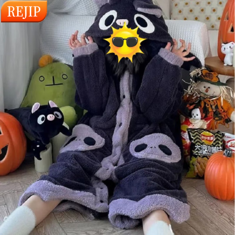 REJIP蝙蝠珊瑚绒睡衣女可爱情侣睡袍男冬季法兰毛绒睡裙连体家居服套装 小蝙蝠睡袍 M建议身高【160-165CM】高性价比高么？