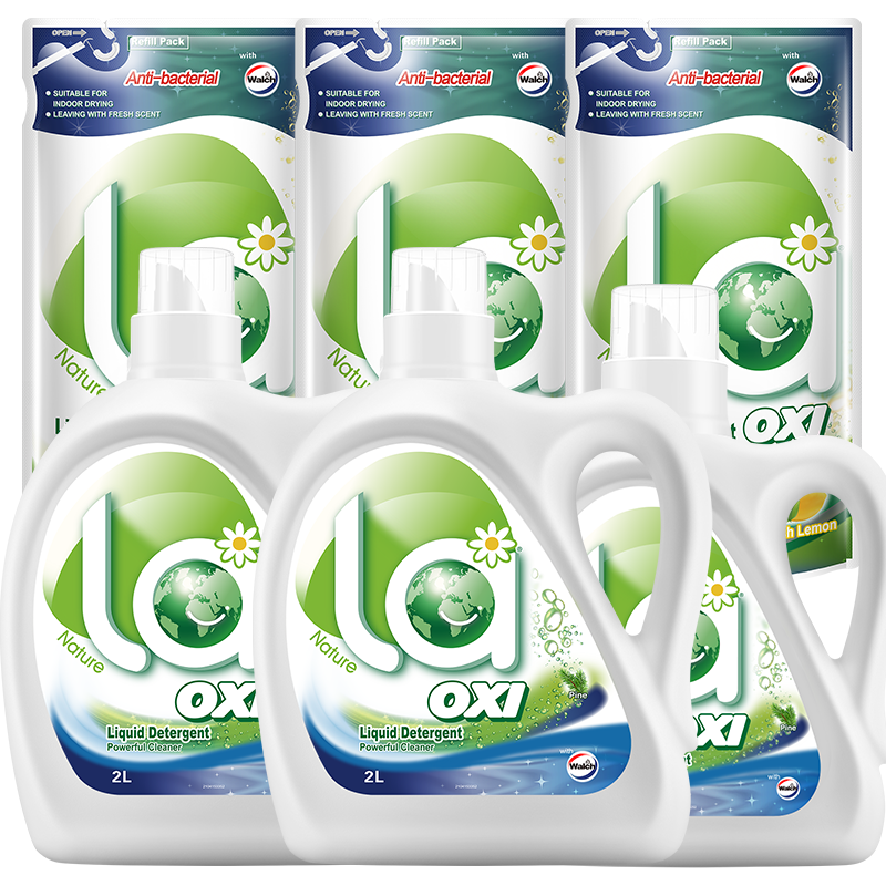 威露士洗衣液la有氧洗10斤除菌除螨温和洁净 松木香型（2L+1L*3袋）