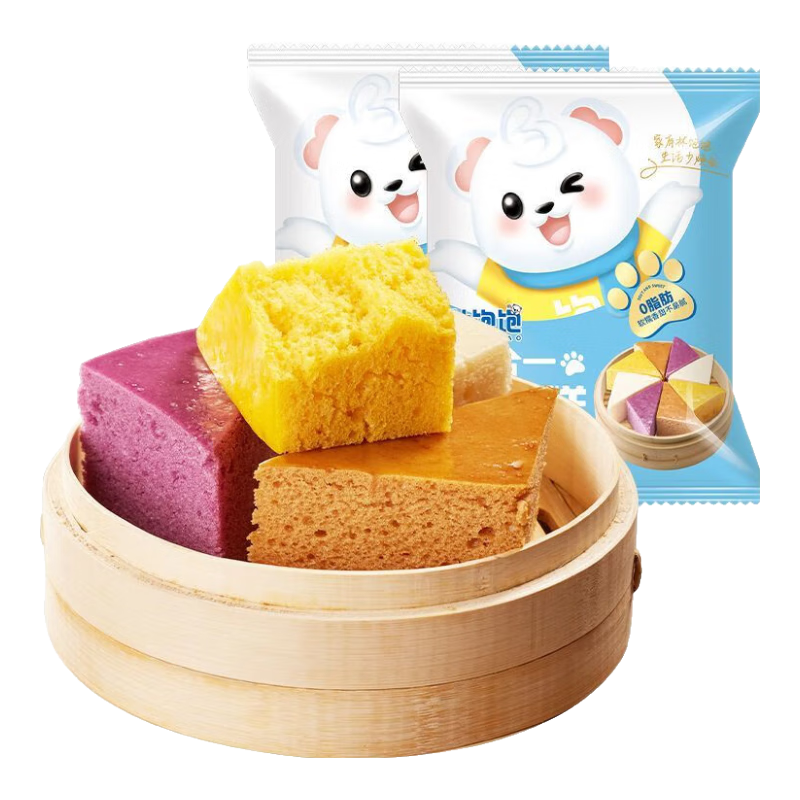 林飽飽發(fā)糕紅糖馬拉糕紫薯南瓜四合一早餐速食面點(diǎn)冷凍半成品糕點(diǎn) 馬拉糕四合一400g*3包