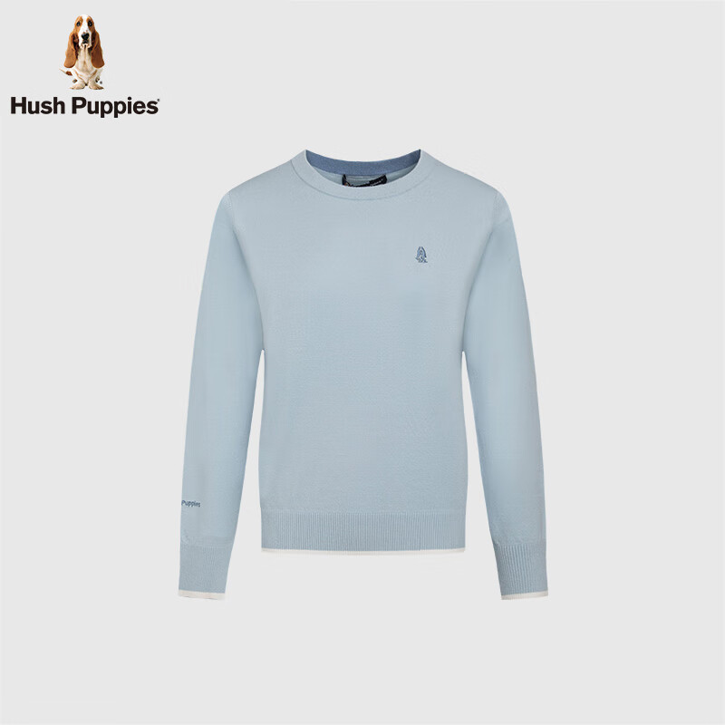 暇步士（Hush Puppies）【商场同款】女装秋季经典圆领弹力长袖线衣 海雾蓝 S