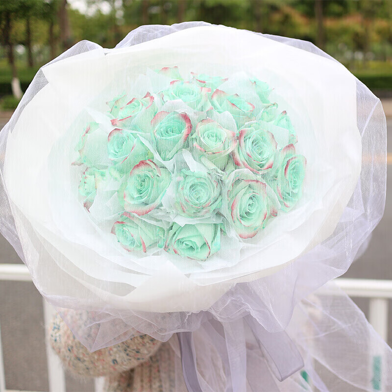 满味园鲜花速递同城配送厄瓜多尔薄荷绿玫瑰花束生日礼物送女友老婆