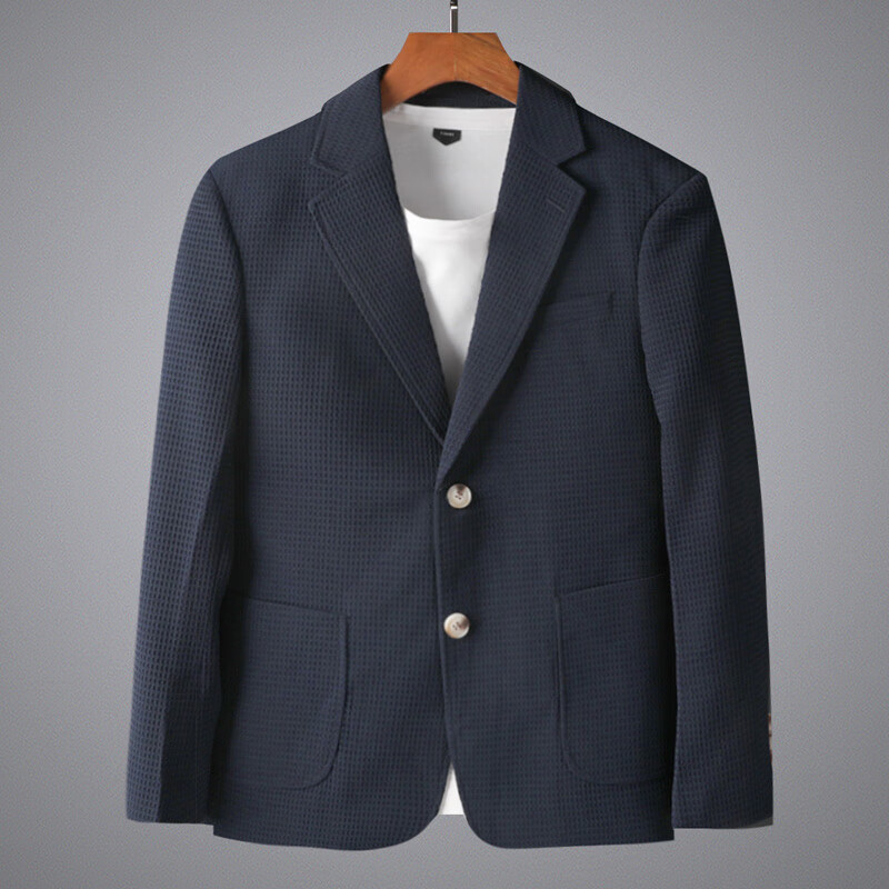 dizse轻奢品牌潮流华夫格休闲西装外套男士2022秋冬轻商务正装西服