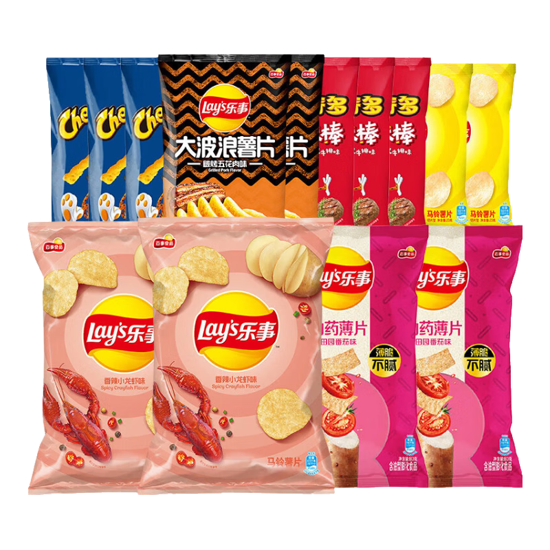 乐事（Lay's）薯片  吃货零食大礼包666g超值宿舍分享装 多口味休闲零食 乐事经典混合组合666g