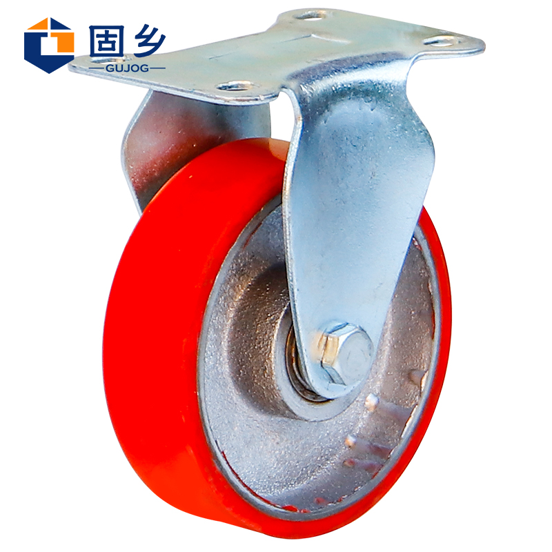 固鄉(xiāng) 重型腳輪 萬(wàn)向輪 剎車輪 定向輪 鐵芯聚氨酯PU工業(yè)輪子 （4寸定向-承重130kg）