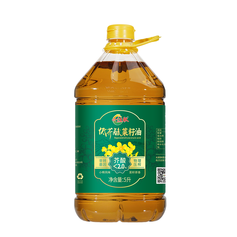一江秋 食用油 低芥酸浓香菜籽油 5L/桶  非转基因 物理压榨 家庭装 5L