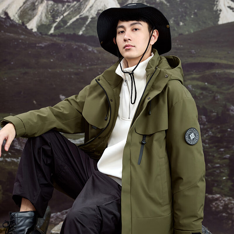 雅鹿许凯明星款情侣款城市户外工装羽绒服羽绒服男女冬季2024新款外套 黑色-男款 L