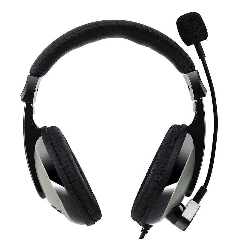 声丽（SENICC）ST-2688PRO 头戴式电脑耳机 带话筒耳麦  双插头 办公教育 网课学习培训耳机 银灰色