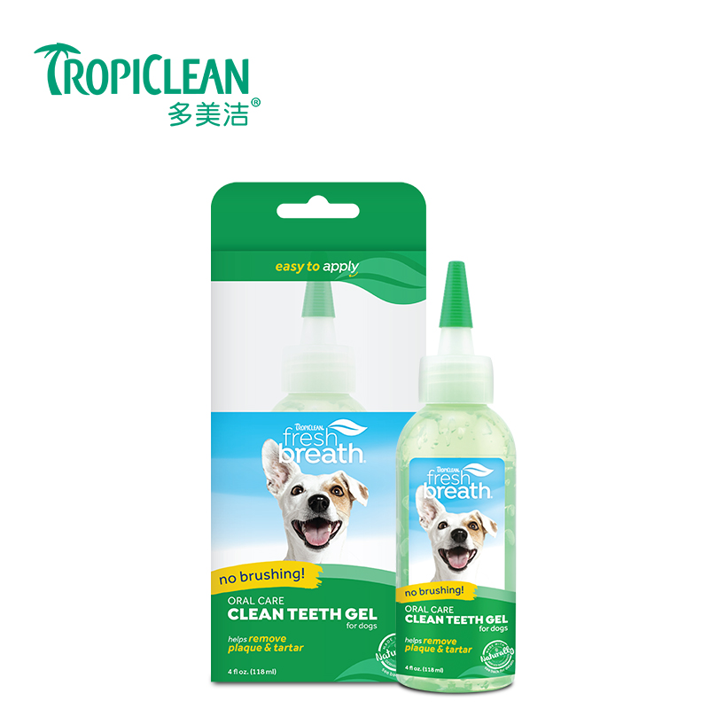 美国进口多美洁Tropiclean宠物成犬洁齿凝露118ml 狗狗牙膏洁牙无需牙刷