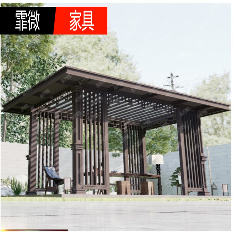户外凉亭 凉亭现代新中式铝合金别墅花园庭院室户外遮阳棚玻璃亭子