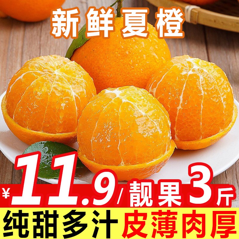 夏橙手剥橙冰糖甜蜜橙子皮薄肉厚新鲜水果 严选3斤