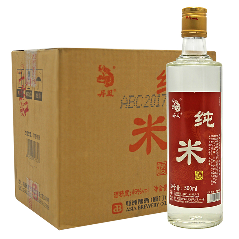丹凤纯米酒46度福建厦门亚洲酿酒酿造500ml米香型 500ml*12瓶 整箱