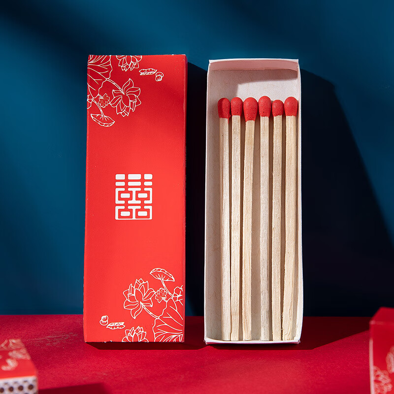 盒子个性中国风火柴盒婚宴婚礼喜字长方形烟盒 荷花双喜(1盒6根)*20盒