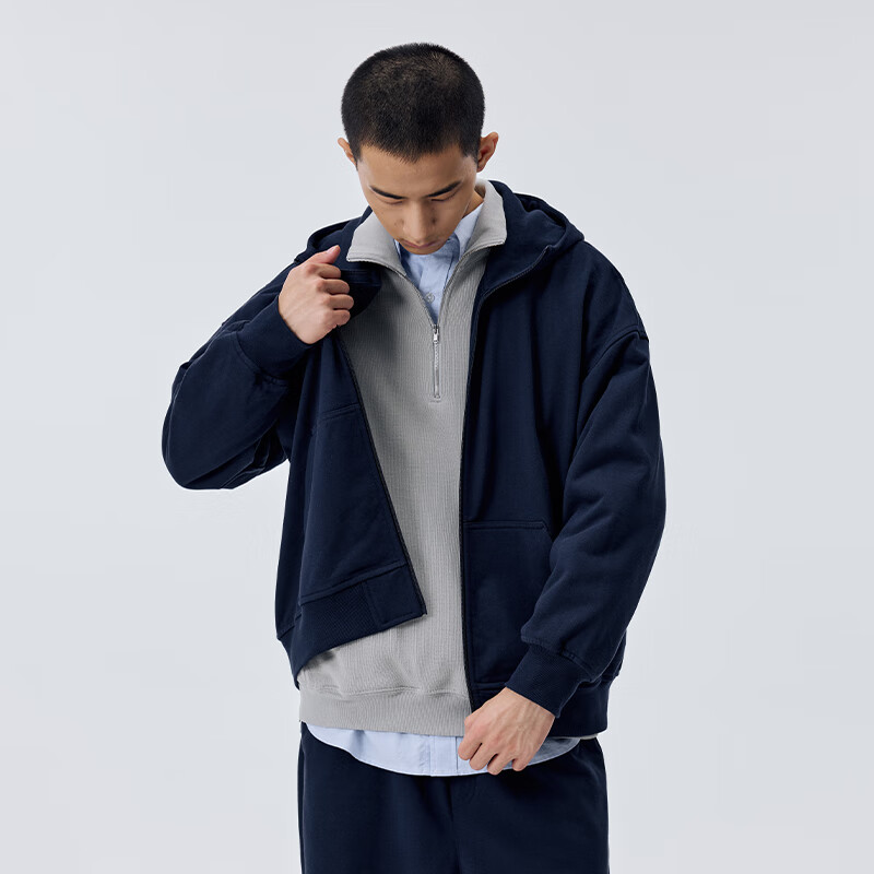 熊貓·本（ben.panda）2025春季新款連帽衛(wèi)衣男日系寬松潮牌休閑情侶開(kāi)衫外套 藏青色 L