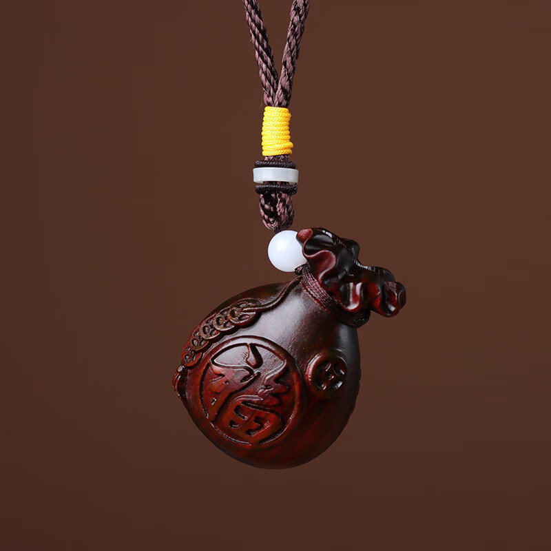 昵兰钱袋子手把件紫檀木雕实木雕刻貔貅随身吊坠工艺品木质礼品文玩