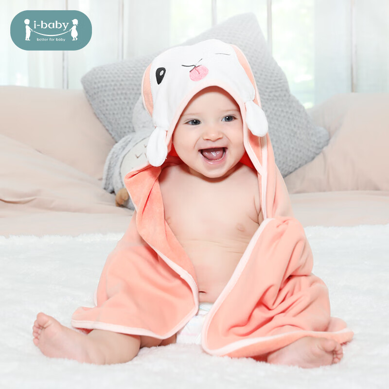 ibaby/英伦宝贝儿童秋冬浴巾长效抗菌防螨抑敏天然银离子小毛圈洗浴巾 雪兔滚滚