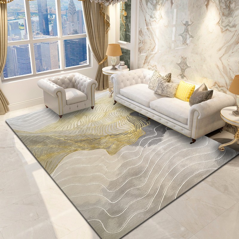 木兰羊毛地毯新中式条纹水墨INS风格现代简约客厅地毯沙发卧室床边毯满铺可定制地毯 黄色 2500x3500