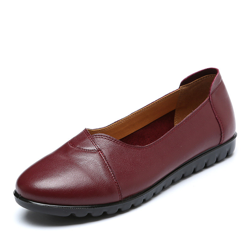圣琪朵加大号中年女士大码船鞋41-43码妈妈鞋春秋真皮软底女鞋中老年
