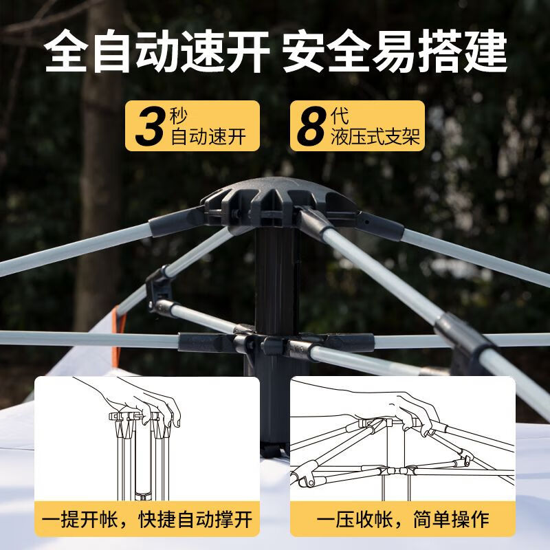匹克(PEAK)帐篷天幕二合一 户外便携式可折叠一体全自动速开露营野餐遮阳棚 帐篷天幕二合一+防潮垫