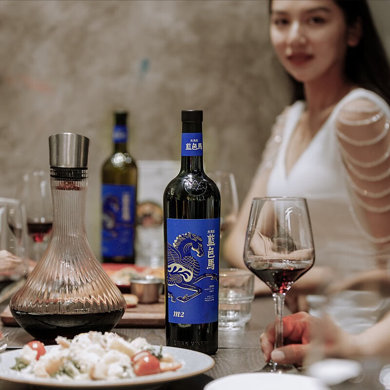 蓝色马M2 宁夏贺兰山东麓产区 马年送礼干红葡萄红酒 14.2度750ml M2双支装（750ml*2瓶）