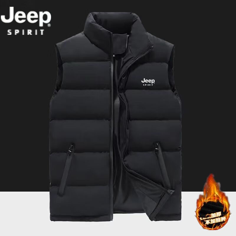 JEEP SPIRIT品质秋冬季新款马甲男士羽绒棉背心外套休闲宽松保暖大码马甲外套 JEEP288黑色 2XL +建议125-140斤