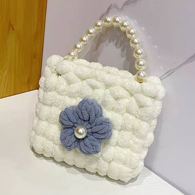 球球线编织包包diy材料包泡芙花球球包包手工编织毛线制作手织自制送