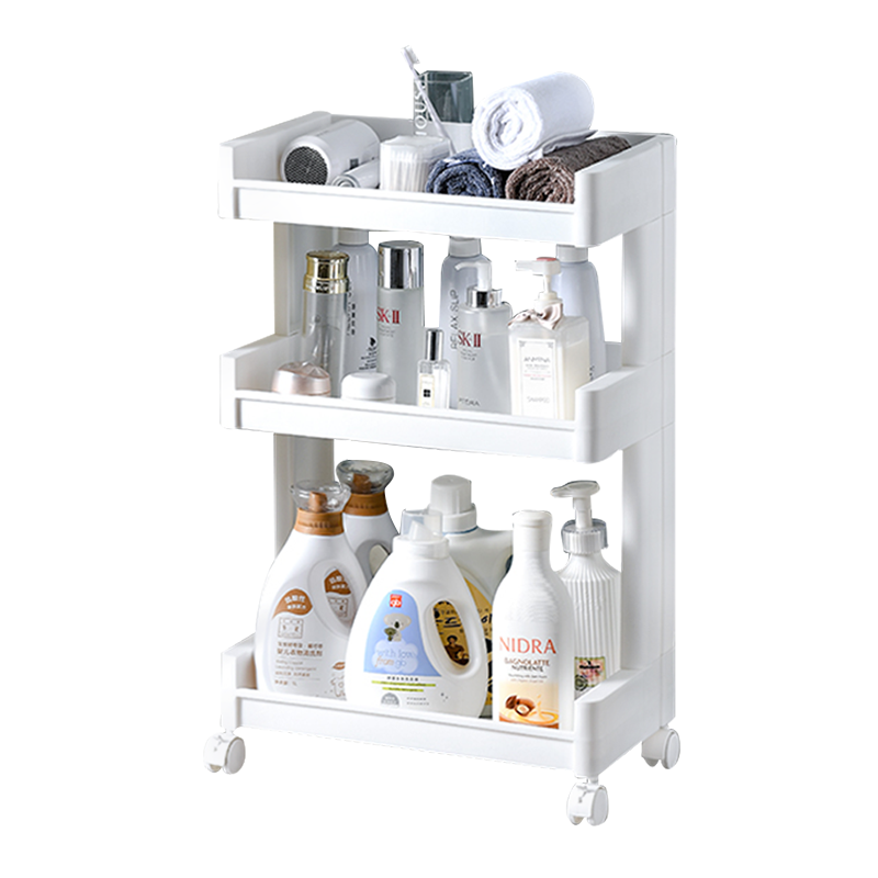 好尔卫生间置物架浴室厕所边柜落地卫浴洗手间储物架多层收纳架单面三层白色