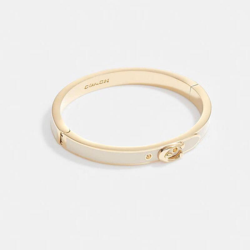 蔻驰(coach)signature thin 女士 标志性细扣手镯 镀黄铜和珐琅 铰链
