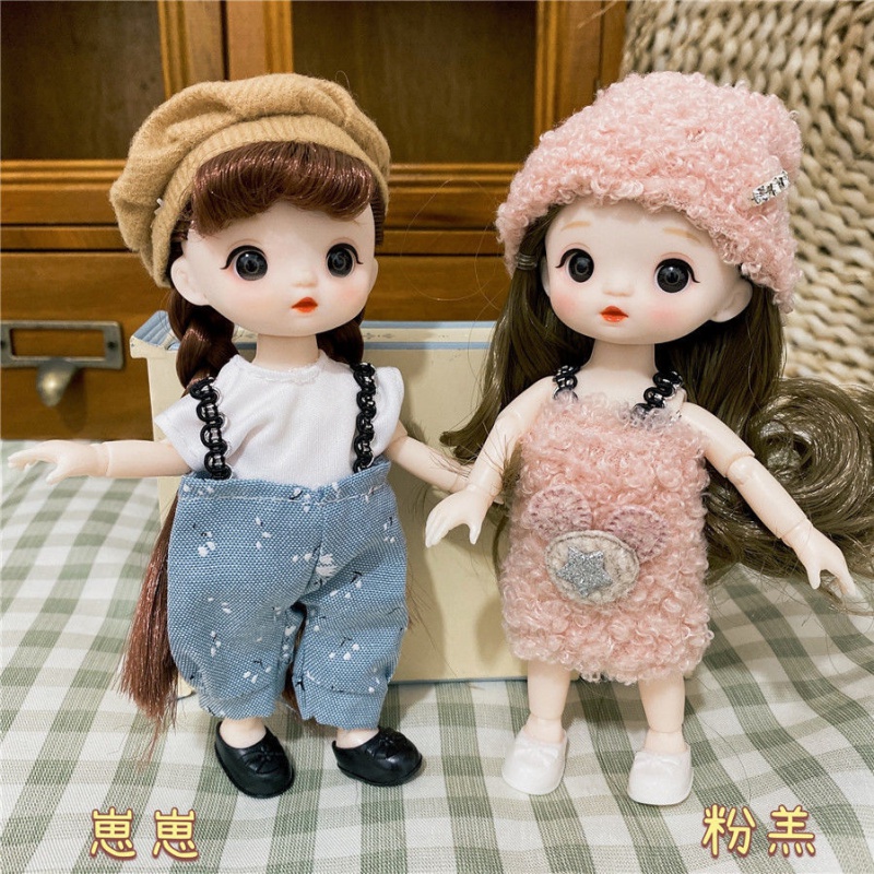 8分17厘米芭比娃娃套装bjd13关节衣服换装可爱公主玩具女孩 崽崽 粉羔