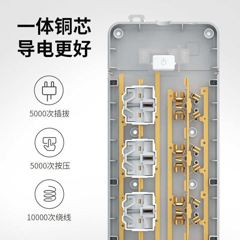 德力西(DELIXI)新国标插座/插排/插线板 家用 宿舍 学生用分控插排 接线板 插板 【总控插排】八位五孔1.8米