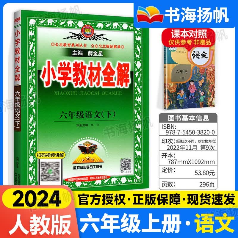 小学教材全解六年级下册英语 人教版三起点 薛金星