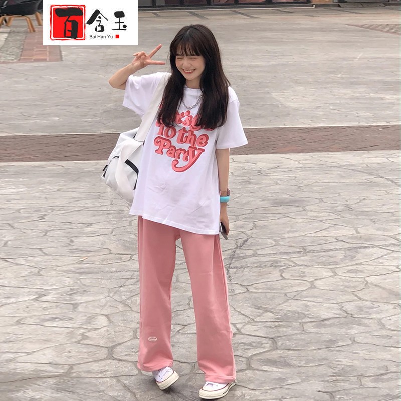百含玉夏季元气少女t恤韩系穿搭可盐可甜套装女生小姐姐温柔风中学生