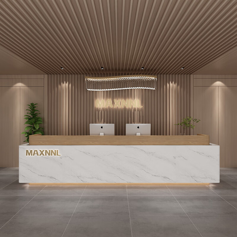 花柏哲前台柜台公司收银酒店大厅接待中式仿大理石售楼部美容院 鱼肚