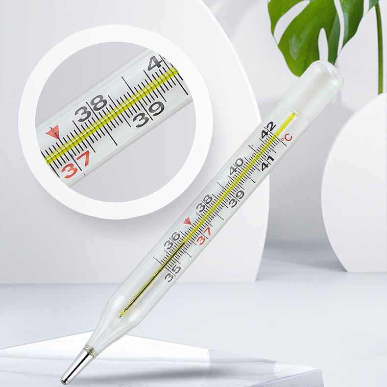菩乐家镓铟锡体温计无汞玻璃体温表无水银成人用温度计大内标腋下测量 无汞体温计5支装(大号)