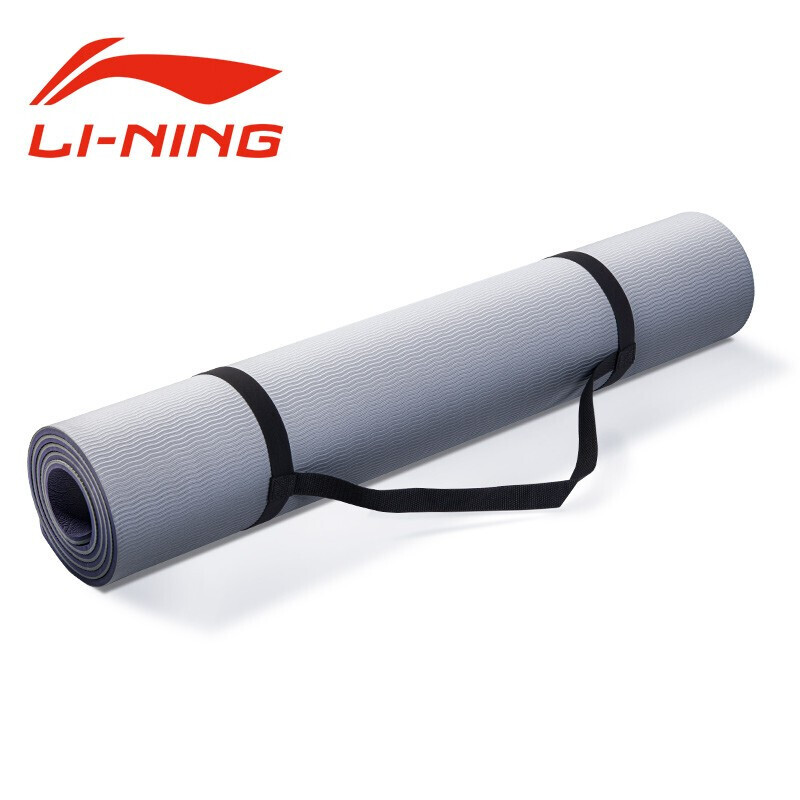 李宁（LI-NING）健身垫 7MM加厚双色双面TPE环保耐磨瑜伽垫加宽加长183*80CM运动垫子 LJSP490-1紫灰色