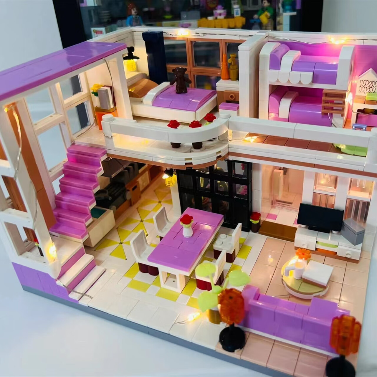 伟力兼容乐高中国积木别墅女生建筑街景系列城堡拼插小屋厨房房间玩具