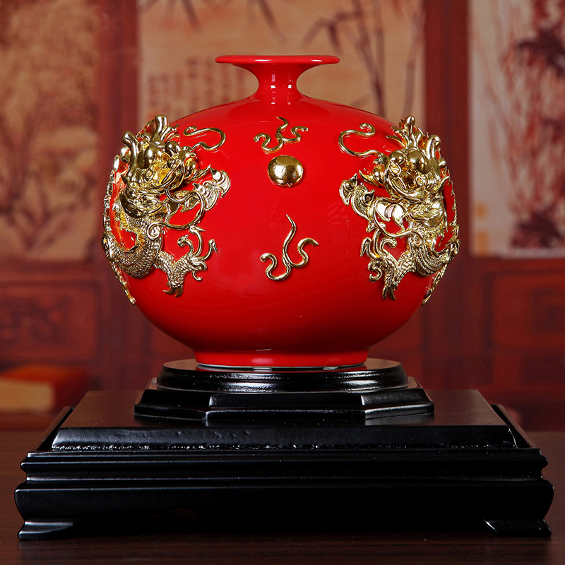 厦门漆线雕摆件 漆线雕厦门工艺品中国红天地方圆摆件客厅书房家居