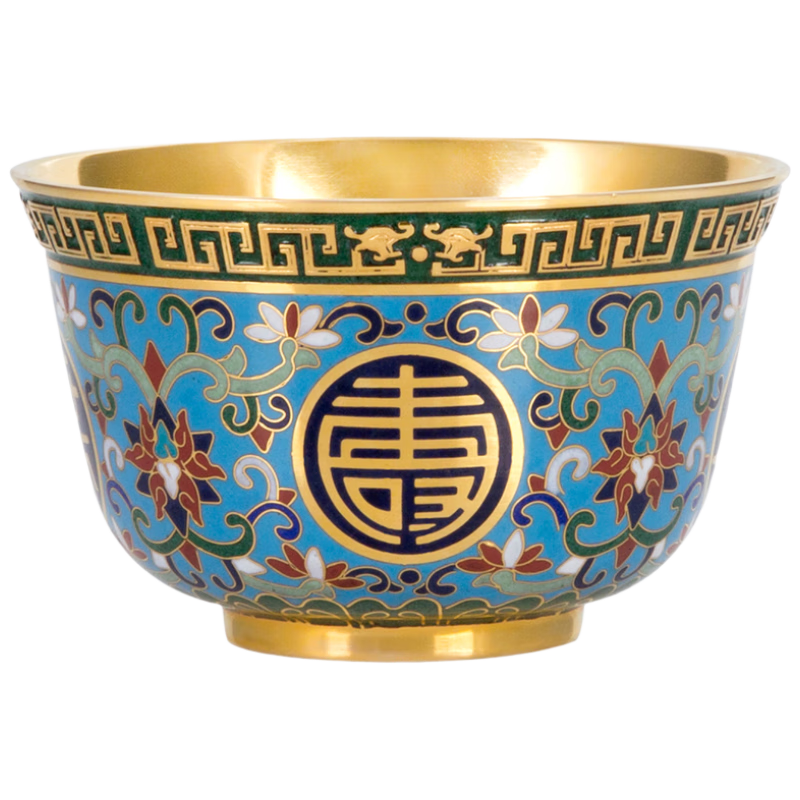 中外琺瑯美術(shù)館萬(wàn)壽無(wú)疆 景泰藍(lán)大金碗 故宮文創(chuàng) 禮品生日禮物祝壽送長(zhǎng)輩老師