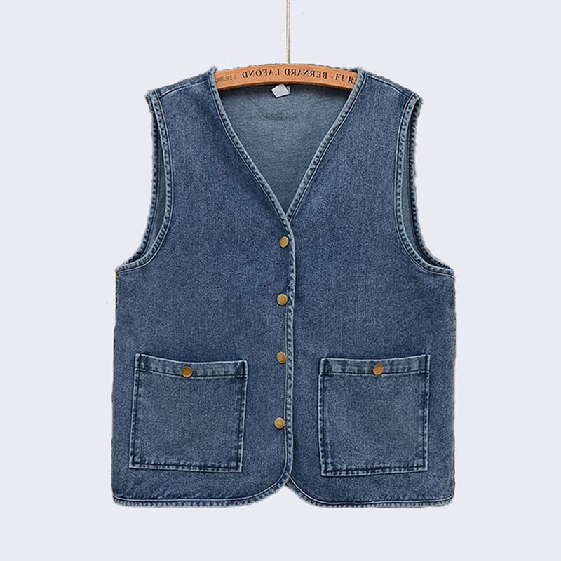 依若彤牛仔背心女 外穿大码马甲短款春秋季中年妈妈宽松休闲马夹坎肩