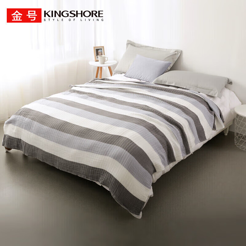 金号A类纯棉五层纱布毛巾被可水洗空调被多功能午睡盖毯毛毯一条