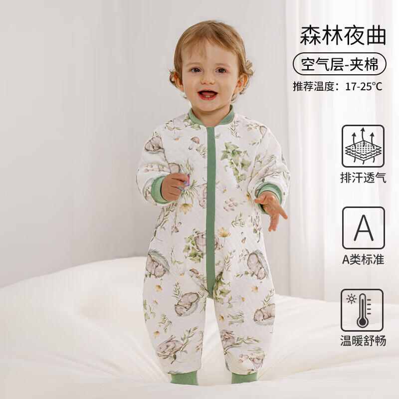 欧孕（OUYUN）婴儿睡袋春秋分腿恒温睡袋透气宝宝防踢被四季通用 森林夜曲【春秋17-25℃】 90cm (M) 90码-身高80-95-年龄15月-2.5岁