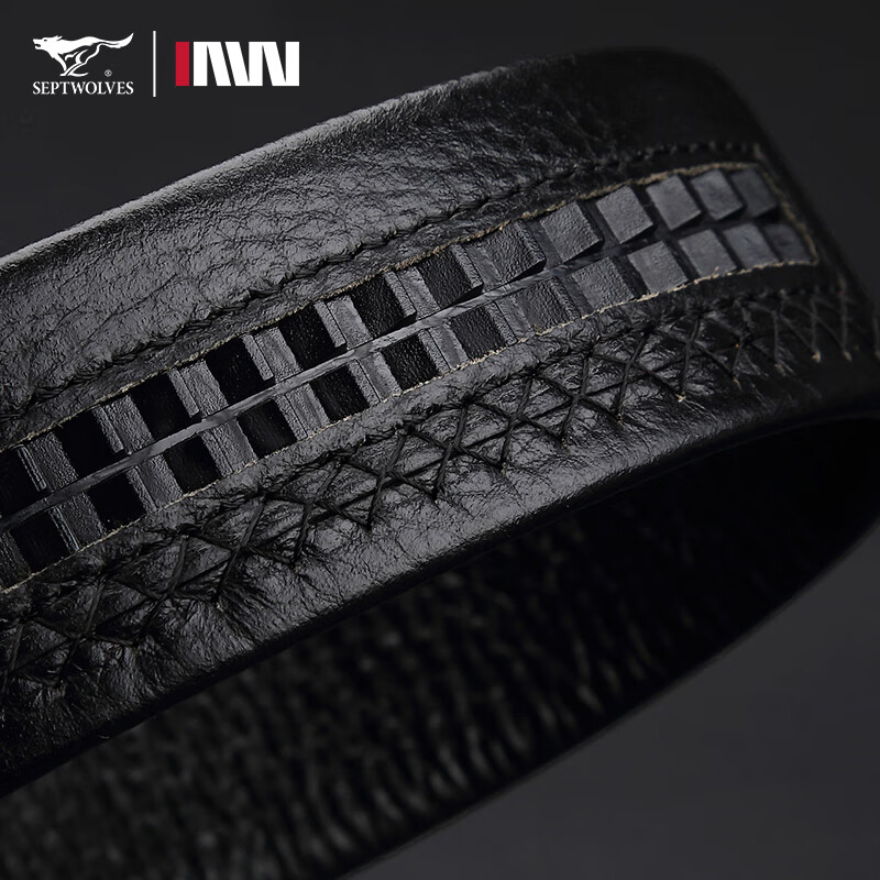 七匹狼皮带男士真皮自动扣休闲头层牛皮裤腰带生日礼物送男友老公送爸爸 黑色-专柜礼盒装110-125cm需指定请留言